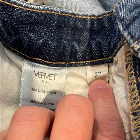 VERVET BY FLYING MONKEY Blue Straight Leg Jeans with Faded Distressing - Picture 8 of 8